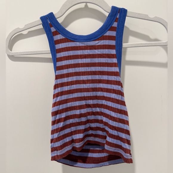 Madewell Variegated Rib Crop Tank in Stripe M Cosmic Violet - Built in Bra! - Picture 4 of 9